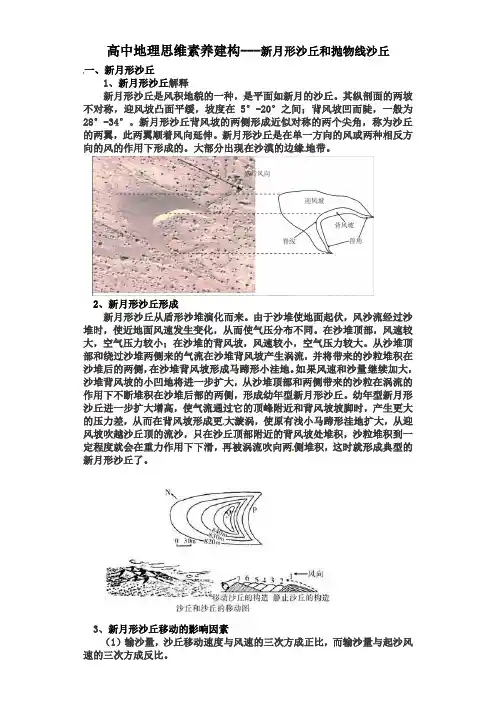 2022届高考二轮复习学案思维素养建构---新月形沙丘和抛物线沙丘