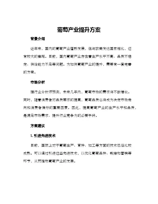 葡萄产业提升方案