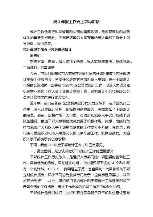 统计年报工作会上领导讲话
