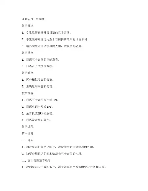 日语发音拼音教学教案模板