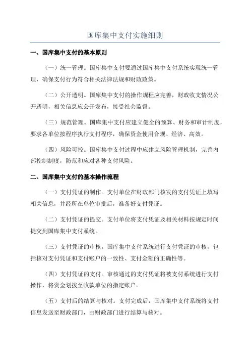 国库集中支付实施细则