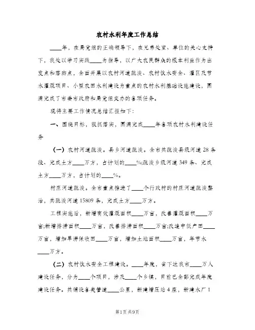 农村水利年度工作总结（2篇）