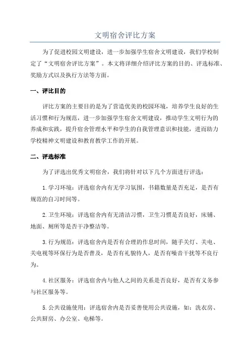 文明宿舍评比方案