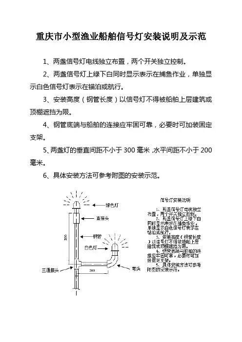 重庆市小型渔业船舶信号灯安装说明及示范