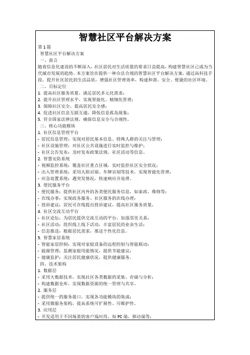 智慧社区平台解决方案
