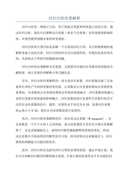 回归分析结果解释