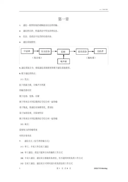 通信原理知识点归纳
