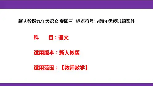 新人教版九年级语文 专题三   标点符号与病句 优质试题课件