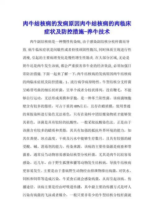 肉牛结核病的发病原因 肉牛结核病的肉临床症状及防控措施 - 养牛技术