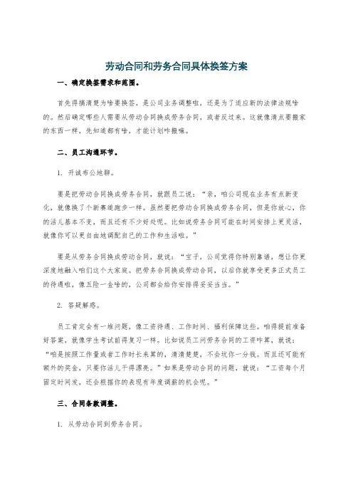 劳动合同和劳务合同具体换签方案