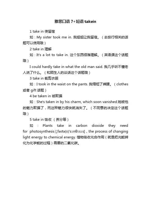 雅思口语7+短语takein