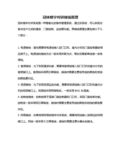 冠林楼宇对讲接线原理