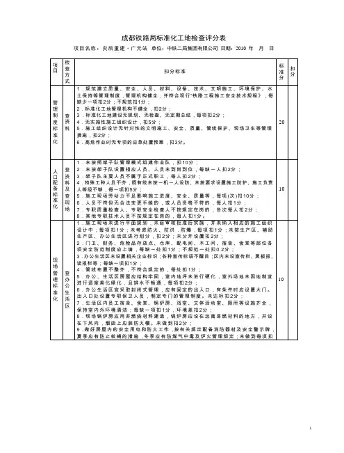 标准化验收表格