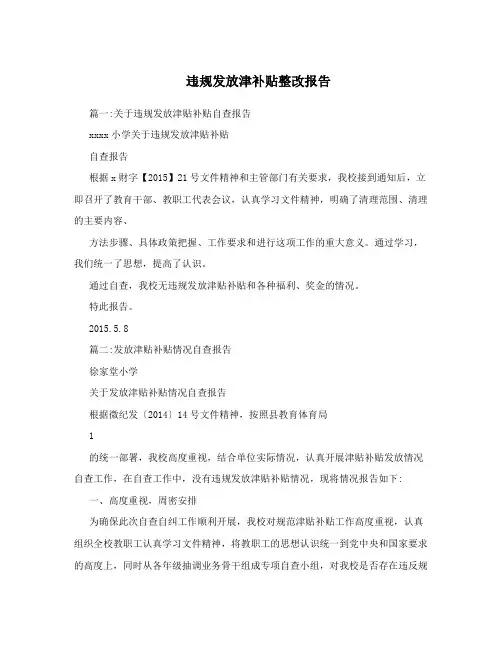 违规发放津补贴整改报告