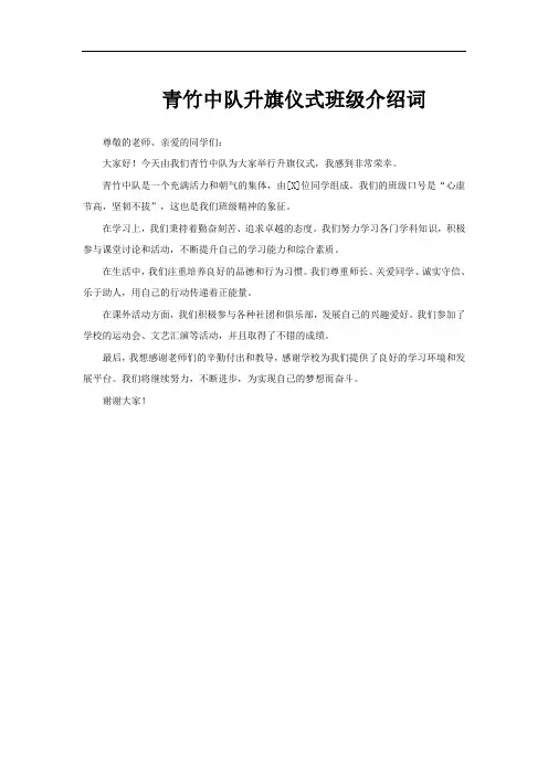 青竹中队升旗仪式班级介绍词