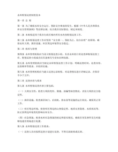水库特别巡查制度范本