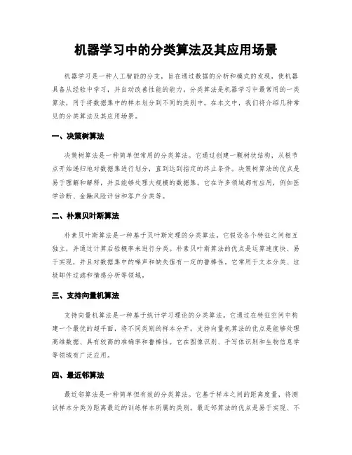 机器学习中的分类算法及其应用场景