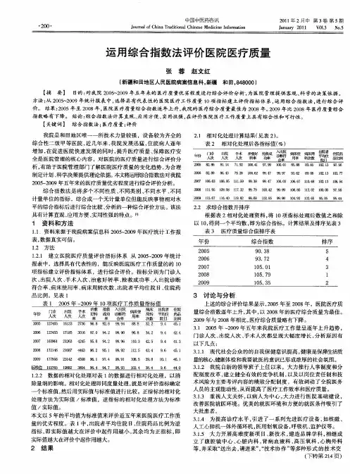 运用综合指数法评价医院医疗质量