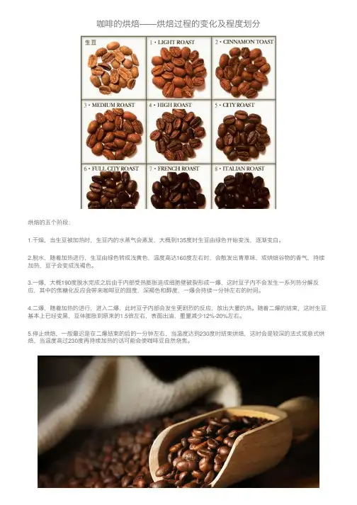 咖啡的烘焙——烘焙过程的变化及程度划分