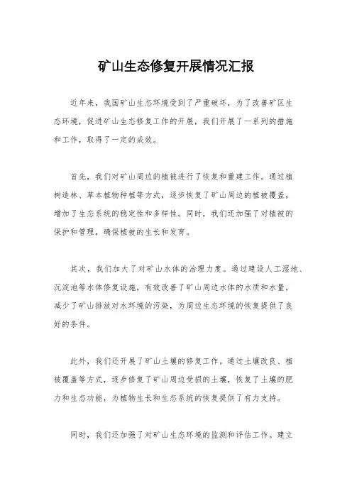 矿山生态修复开展情况汇报