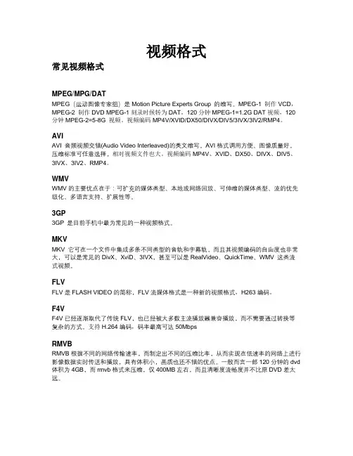 常见视频格式