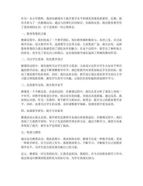 小学教师磨课分享心得体会