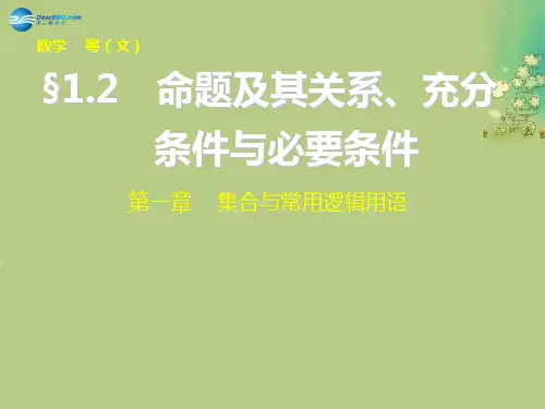 高考数学一轮复习第一章1.2命题及其关系、充分条件与必要条件课件文概论