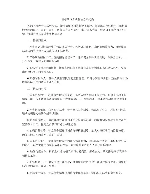招标领域专项整治方案纪委