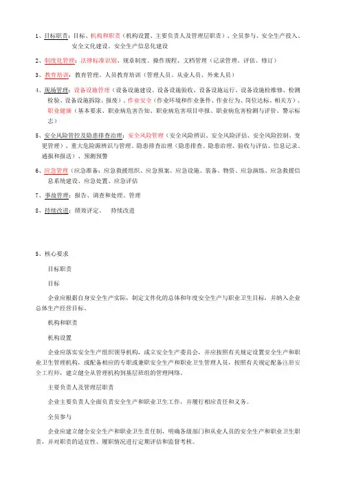 安全生产标准化八大要素