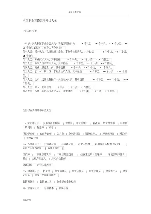 中国的职业分类大全