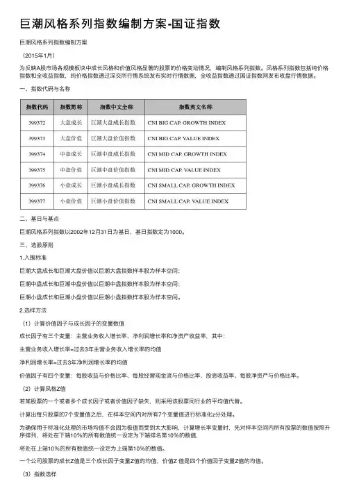 巨潮风格系列指数编制方案-国证指数