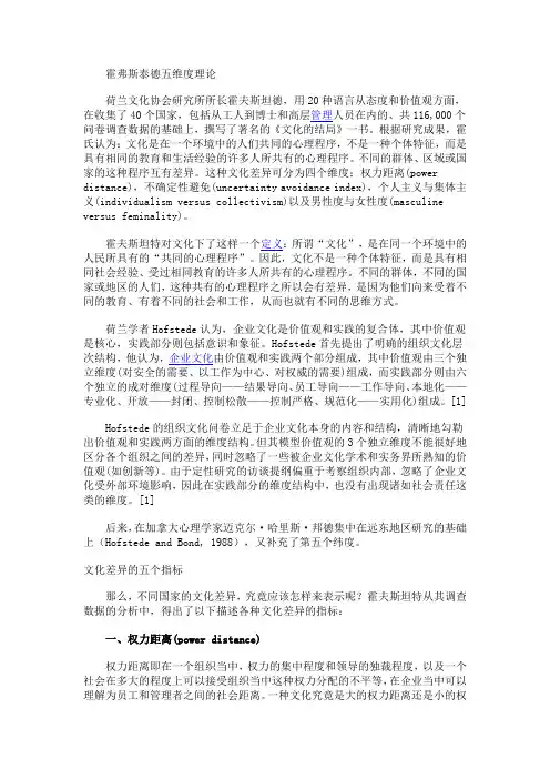 霍弗斯泰德五维度理论