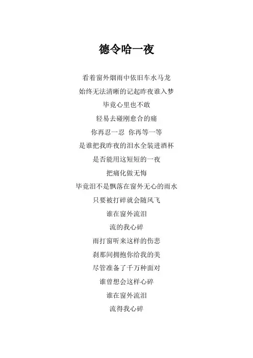 刀郎《德令哈一夜》歌词(专辑：刀郎III)