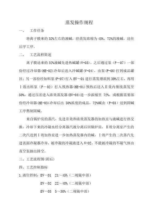 蒸发操作规程