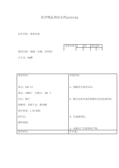 化学物品周知文件(氢氧化钠)