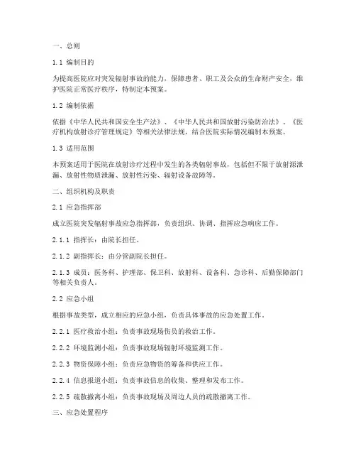 医院突发辐射事故应急预案