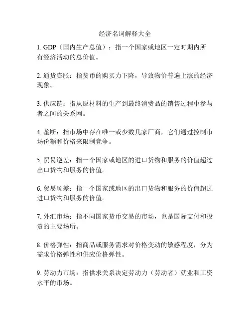 经济名词解释大全