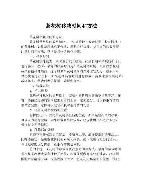 茶花树移栽时间和方法