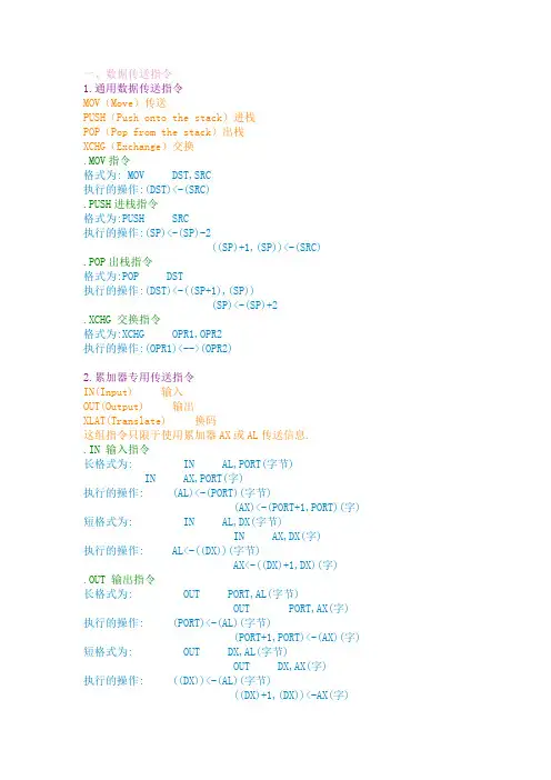 汇编指令一览表!!!