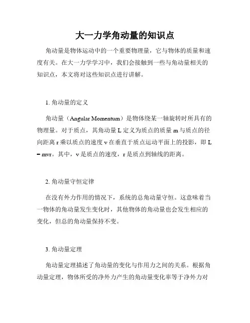 大一力学角动量的知识点