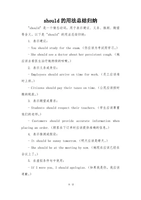 should的用法总结归纳