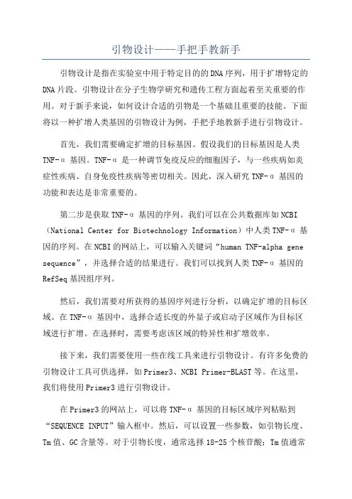 引物设计——手把手教新手