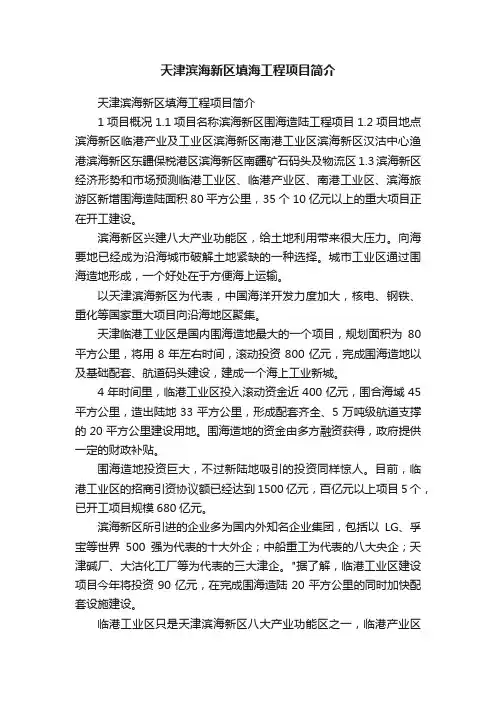 天津滨海新区填海工程项目简介