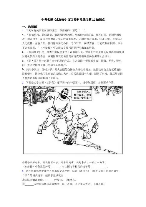 中考名著《水浒传》复习资料及练习题10知识点