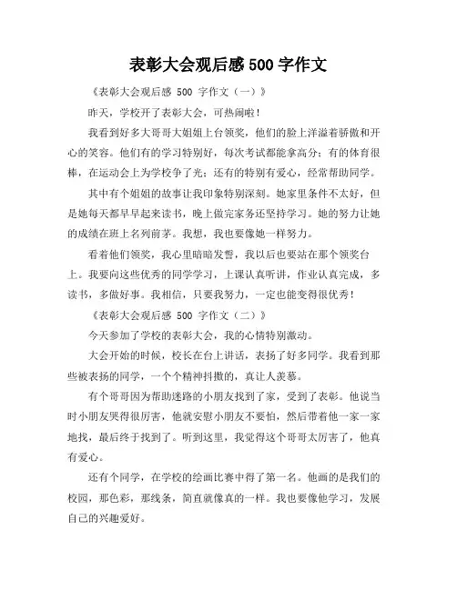 表彰大会观后感500字作文
