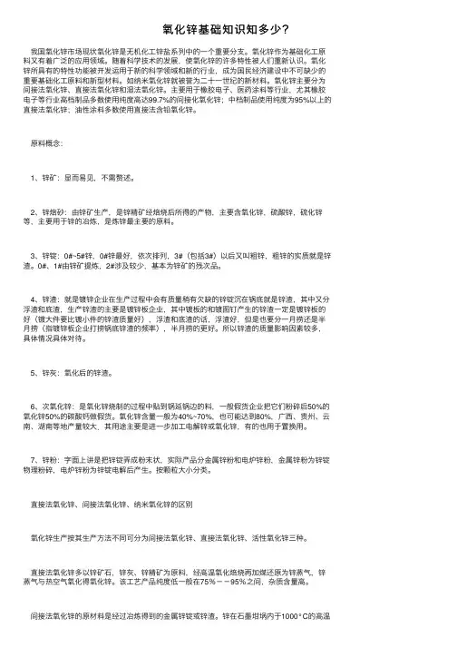 氧化锌基础知识知多少？