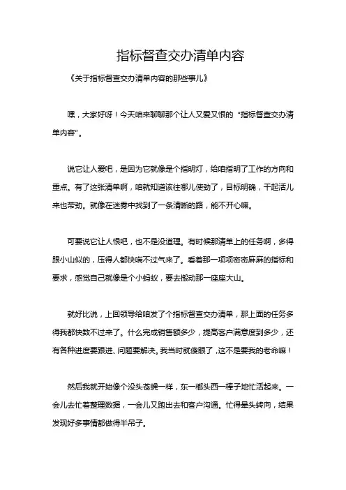 指标督查交办清单内容