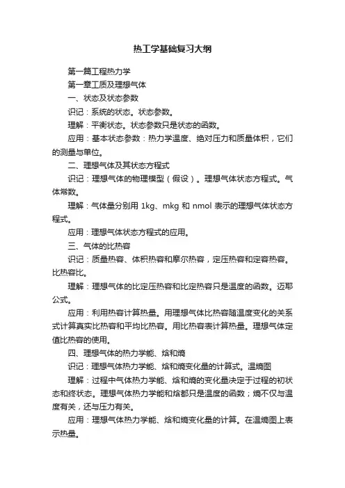 热工学基础复习大纲