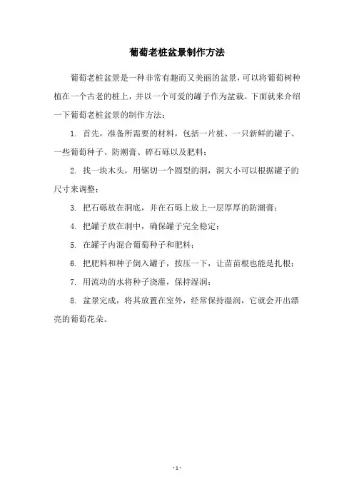 葡萄老桩盆景制作方法