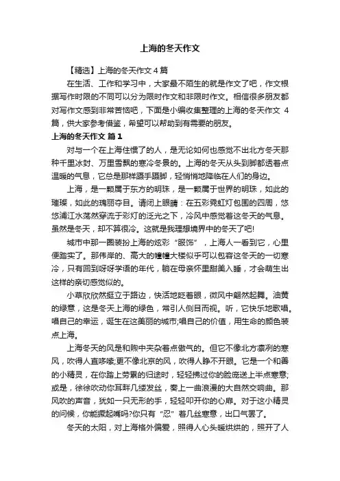 【精选】上海的冬天作文4篇